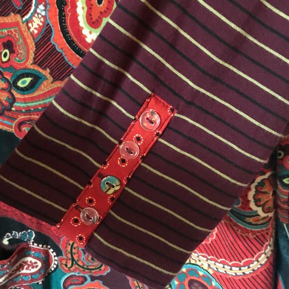 Westbound Top XL Blouse Womens Long Sleeve Paisley Handkerchief Hem Multicolor - Picture 6 of 7